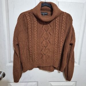 Almost Famous Brown Cable Knit Turtleneck Sweater
